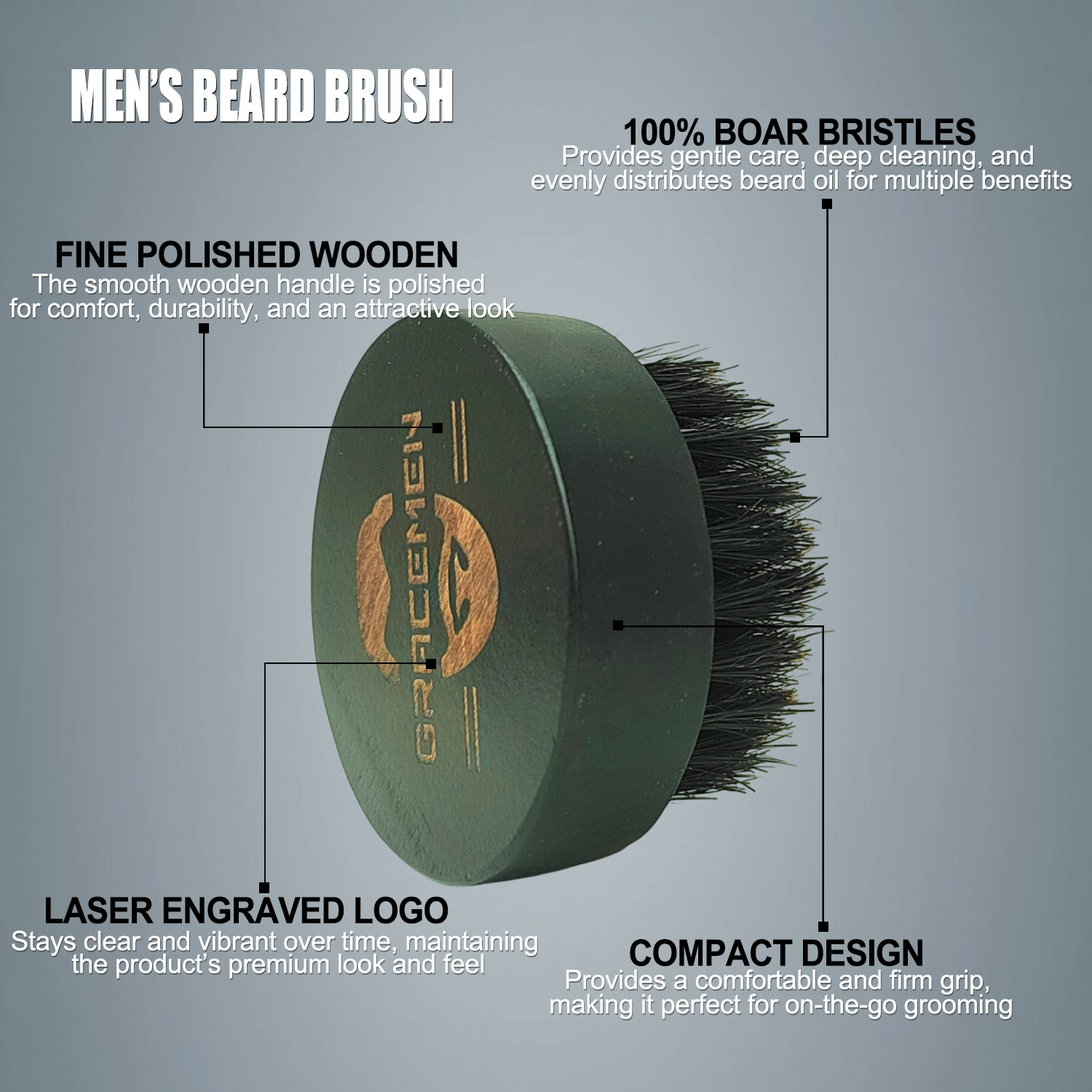 남성용 라운드 수염 브러쉬 – 100% 천연 멧돼지 털 - Men'S Grooming Essentials 리뷰 및 가격